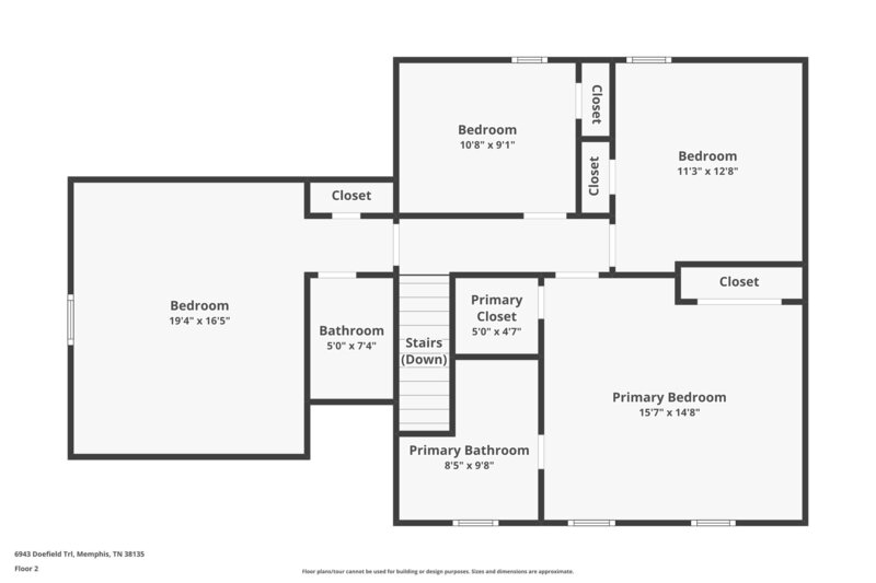 1,980/Mo, 6943 Doefield Trl Bartlett, TN 38135 Floorplan View 2