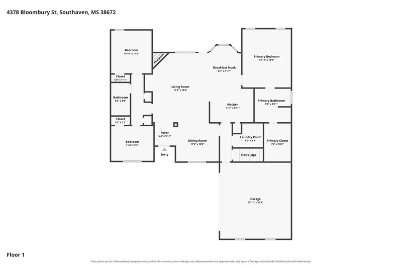 2,220/Mo, 4378 Bloombury St Southaven, MS 38672 Floor Plan View