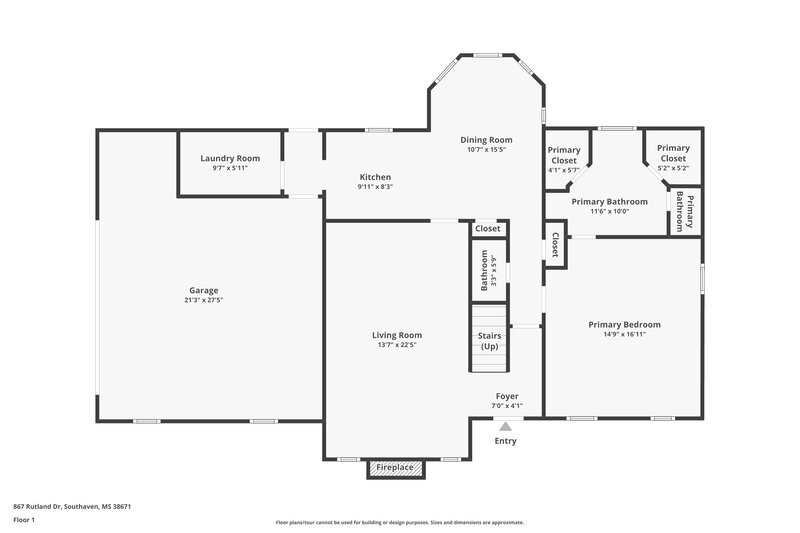 1,770/Mo, 867 Rutland Dr Southaven, MS 38671 Floor Plan View