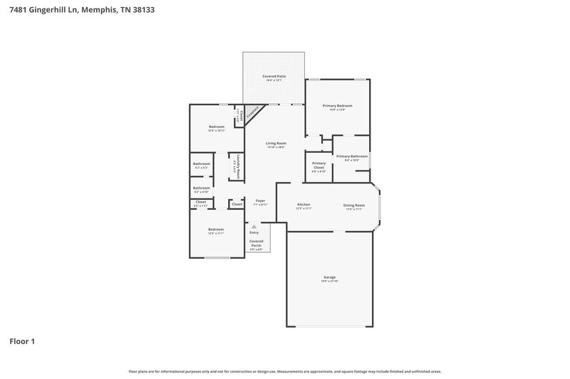 1,835/Mo, 7481 Gingerhill Ln Bartlett, TN 38133 Floor Plan View