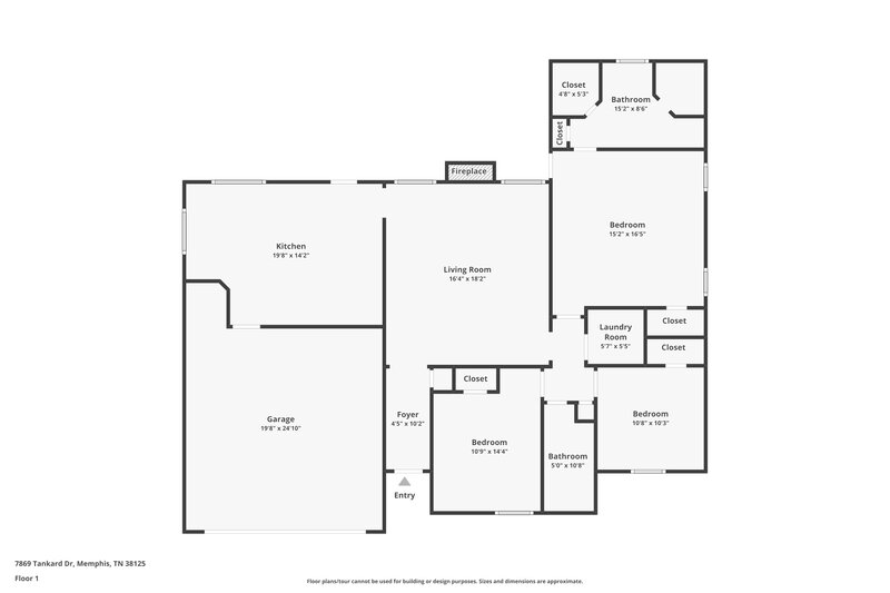 1,855/Mo, 7869 Tankard Dr Memphis, TN 38125 Floor Plan View