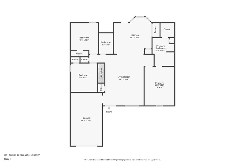 1,425/Mo, 7061 Foxhall Dr Horn Lake, MS 38637 Floor Plan View