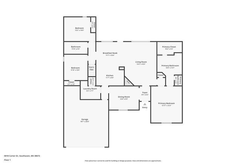 2,045/Mo, 5818 Carter Dr Southaven, MS 38672 Floorplan View