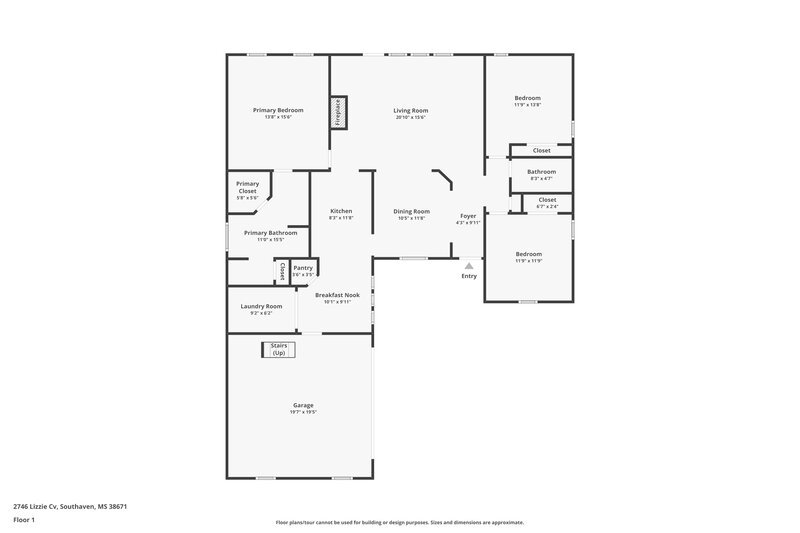 1,930/Mo, 2746 Lizzie Cv Southaven, MS 38672 Floor Plan View