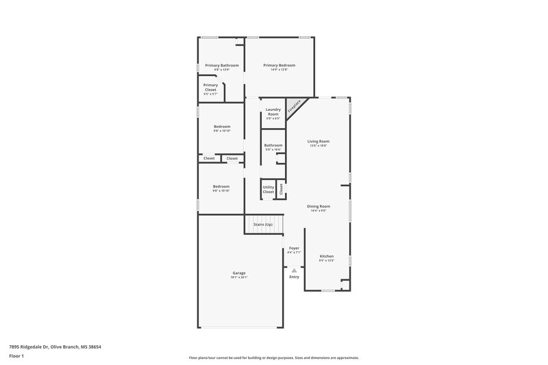 1,805/Mo, 7895 Ridgedale Dr Olive Branch, MS 38654 Floor Plan View