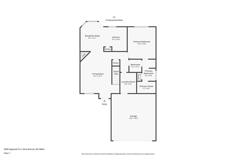 1,905/Mo, 9826 Dogwood Ct E Olive Branch, MS 38654 Floorplan View