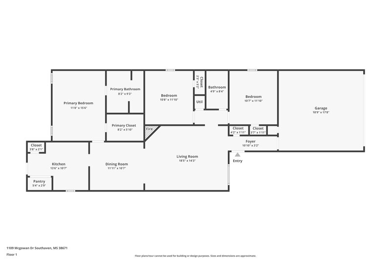 2,220/Mo, 1109 McGowan Dr Southaven, MS 38671 Floor Plan View