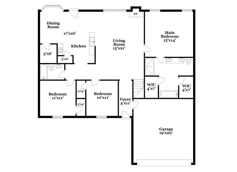 1,760/Mo, 1839 Roy Dr Southaven, MS 38671 Floor Plan View