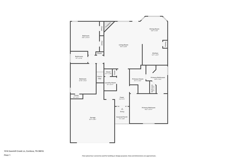 2,130/Mo, 1516 Sawmill Creek Ln Cordova, TN 38016 Floor Plan View