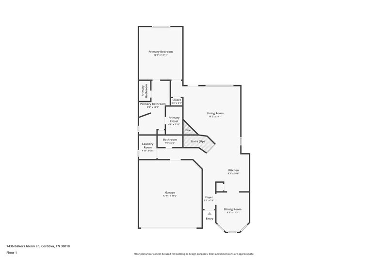 1,780/Mo, 7436 Bakers Glenn Ln Cordova, TN 38018 Floor Plan View