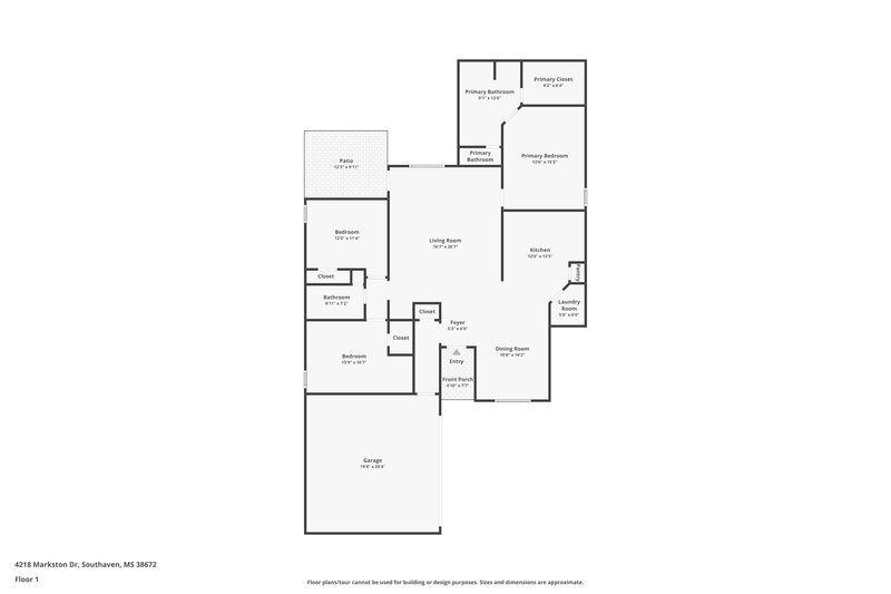 1,865/Mo, 4218 Markston Dr Southaven, MS 38672 Floor Plan View