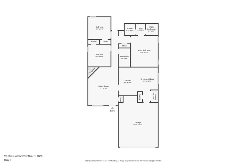 2,400/Mo, 1164 Cross Valley Cv Cordova, TN 38018 Floorplan View