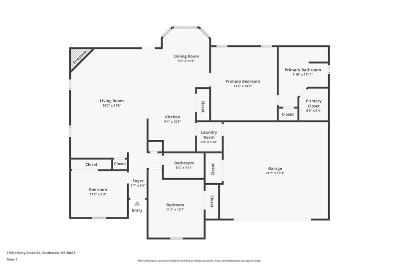 2,640/Mo, 1708 Cherry Creek Dr Southaven, MS 38671 Floor Plan View