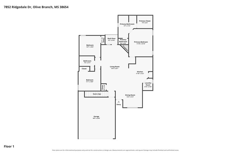 1,865/Mo, 7852 Ridgedale Dr Olive Branch, MS 38654 Floorplan View