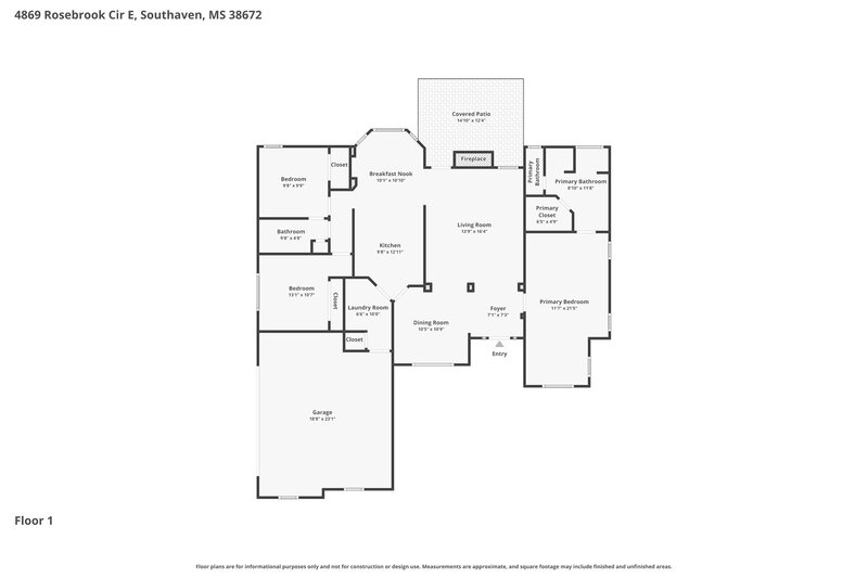 2,030/Mo, 4869 Rosebrook Cir E Southaven, MS 38672 Floor Plan View