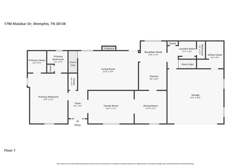 2,445/Mo, 1790 Malabar Dr Germantown, TN 38138 Floor Plan View 2