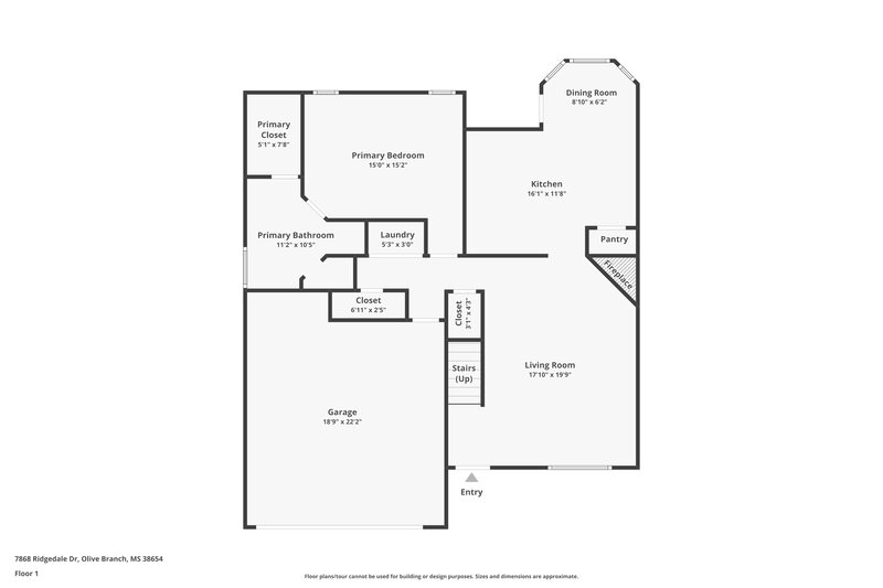 1,770/Mo, 7868 Ridgedale Dr Olive Branch, MS 38654 Floor Plan View