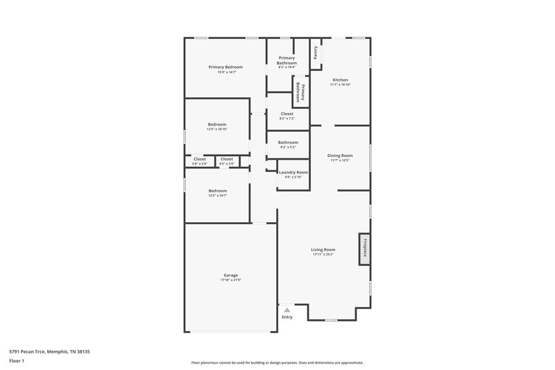 1,930/Mo, 5791 Pecan Trce Bartlett, TN 38135 Floor Plan View