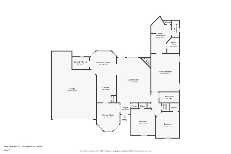 2,550/Mo, 7234 Fox Creek Dr Olive Branch, MS 38654 Floor Plan View