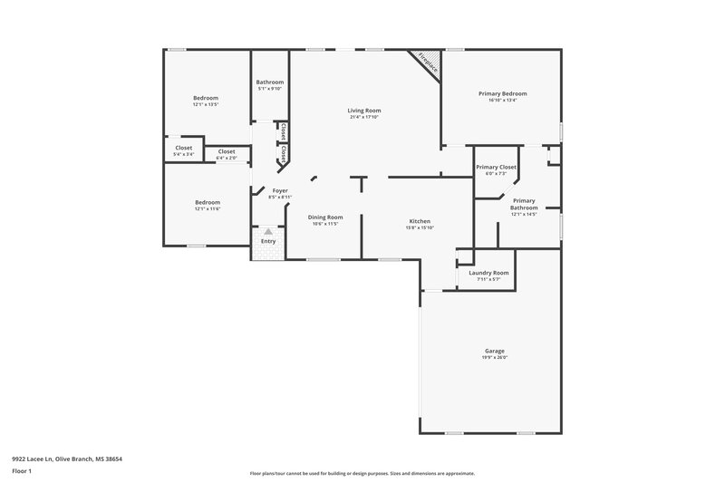 2,005/Mo, 9922 Lacee Ln Olive Branch, MS 38654 Floor Plan View