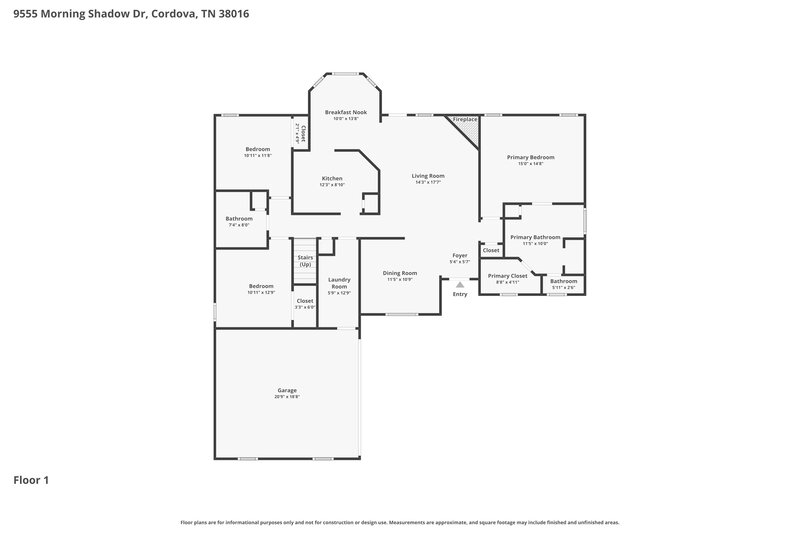 2,145/Mo, 9555 Morning Shadow Dr Cordova, TN 38016 Floor Plan View