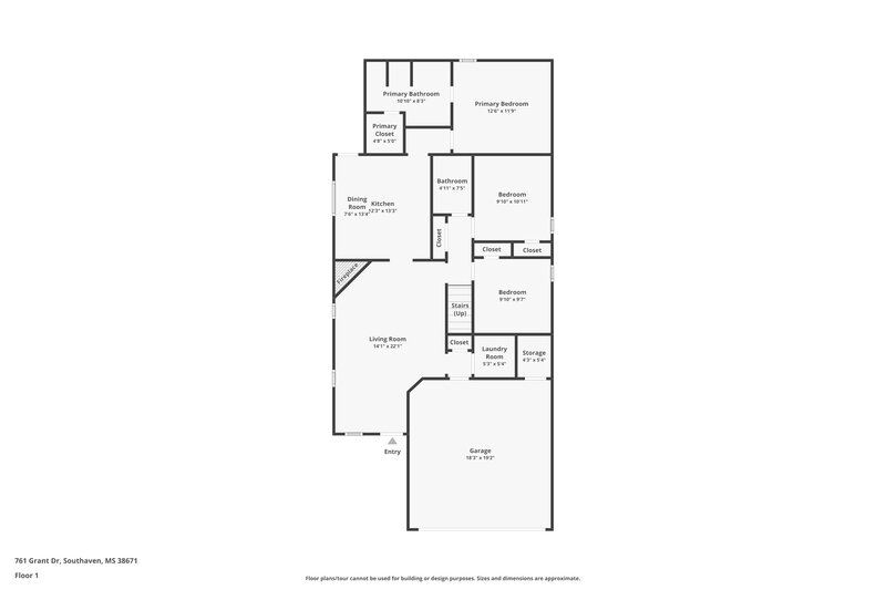 1,775/Mo, 761 Grant Dr Southaven, MS 38671 Floor Plan View