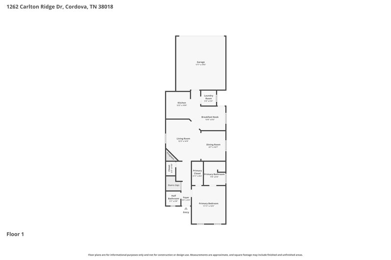 1,845/Mo, 1262 Carlton Ridge Dr Cordova, TN 38018 Floor Plan View