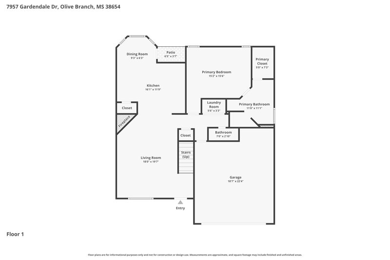 2,135/Mo, 7957 Gardendale Dr Olive Branch, MS 38654 Floor Plan View