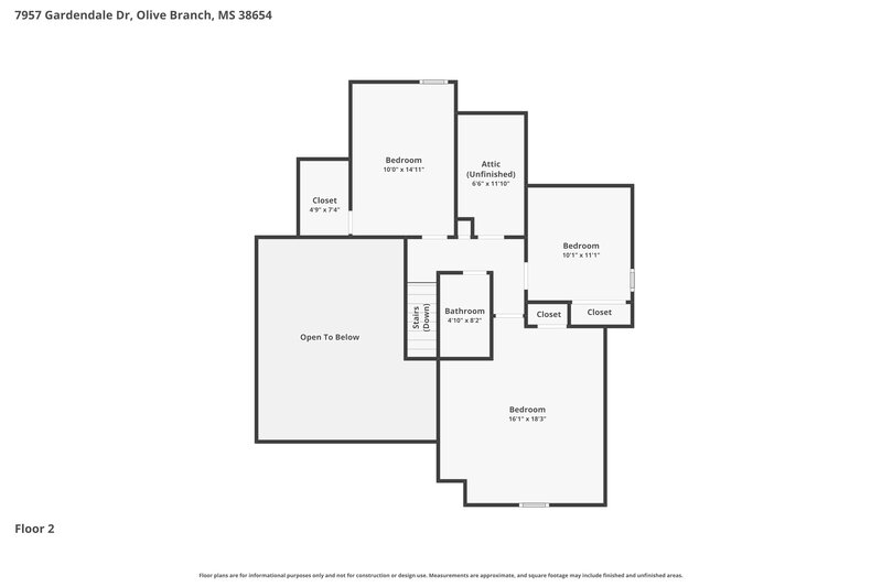2,135/Mo, 7957 Gardendale Dr Olive Branch, MS 38654 Floor Plan View 2