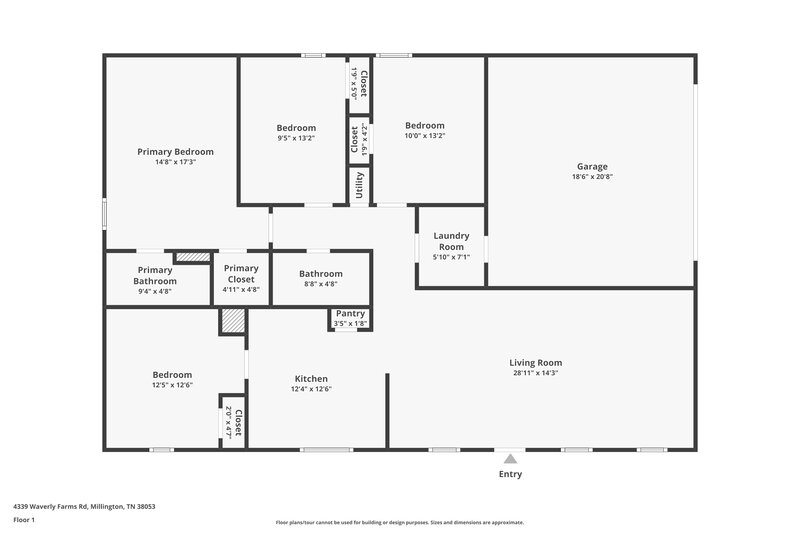1,695/Mo, 4339 Waverly Farms Rd Millington, TN 38053 Floor Plan View