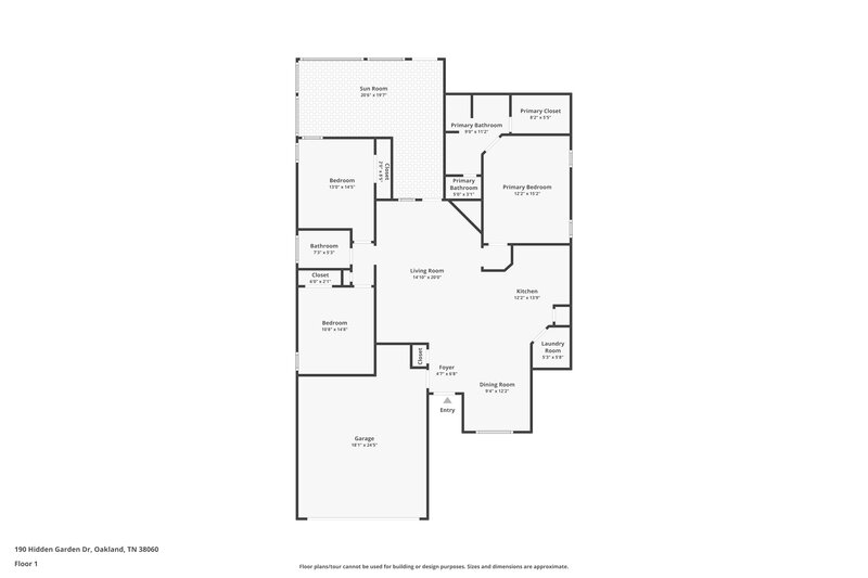 1,765/Mo, 190 Hidden Garden Dr Oakland, TN 38060 Floor Plan View