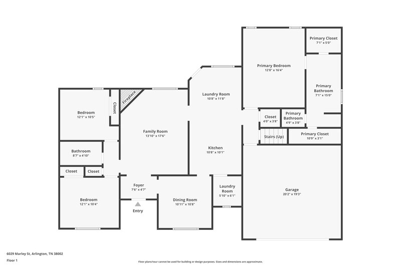 2,070/Mo, 6029 Marley St Arlington, TN 38002 Floorplan View