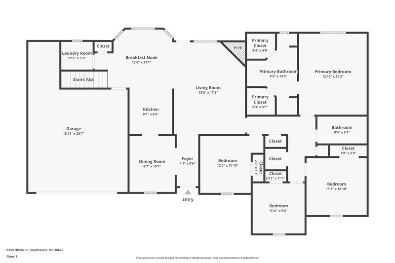 2,370/Mo, 8359 Olivia Ln Southaven, MS 38672 Floor Plan View