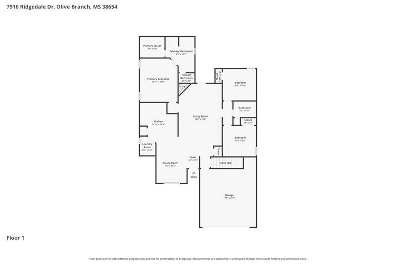 1,945/Mo, 7916 Ridgedale Dr Olive Branch, MS 38654 Floor Plan View