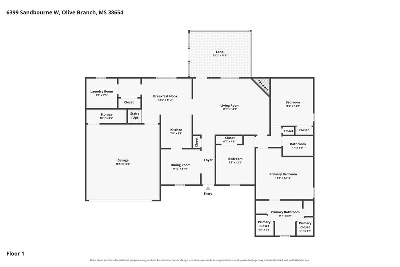1,915/Mo, 6399 Sandbourne W Olive Branch, MS 38654 Floor Plan View