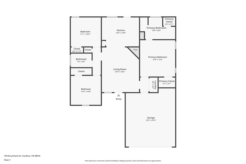 1,630/Mo, 10126 Lynham Dr Cordova, TN 38016 Floor Plan View