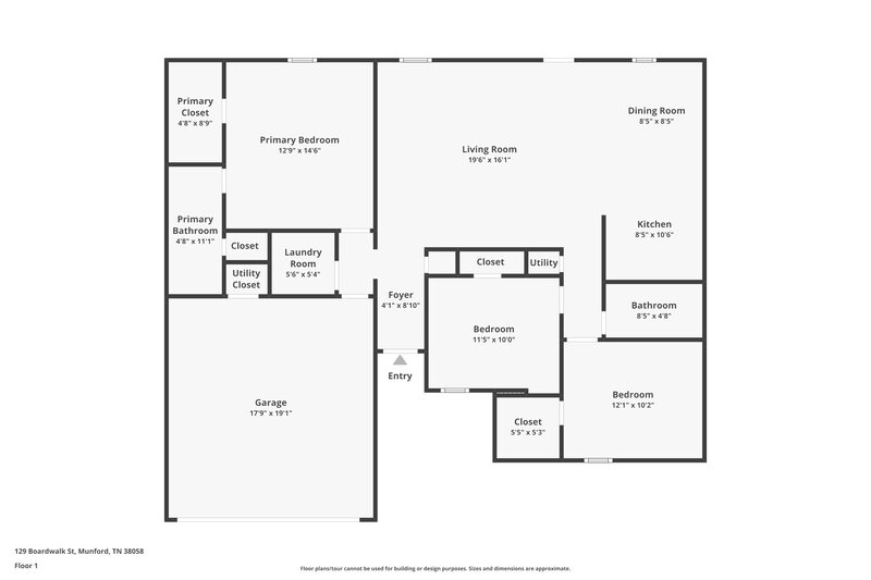 1,730/Mo, 129 Boardwalk St Munford, TN 38058 Floor Plan View