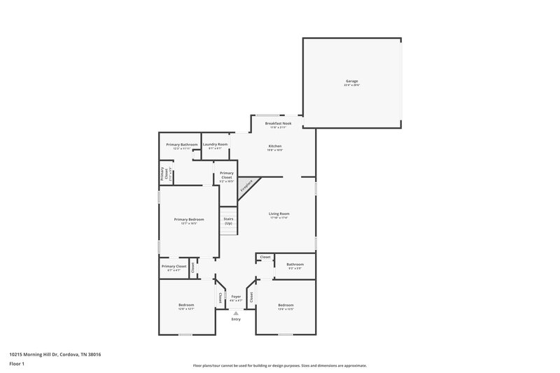 1,805/Mo, 10215 Morning Hill Dr Cordova, TN 38016 Floor Plan View