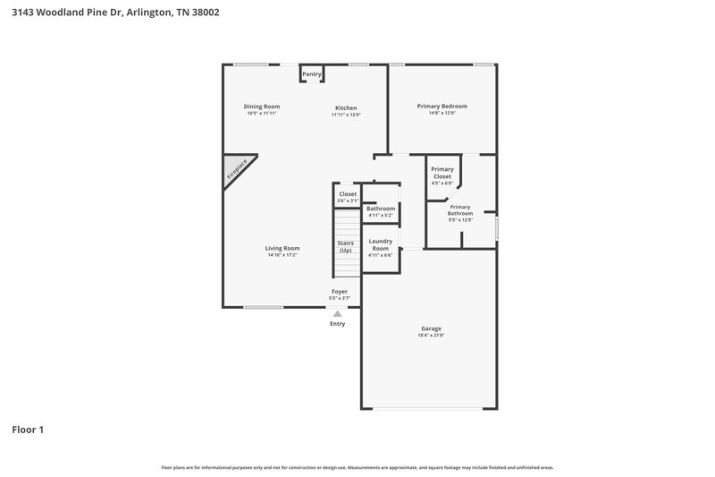 1,995/Mo, 3143 Woodland Pine Dr Lakeland, TN 38002 Floor Plan View