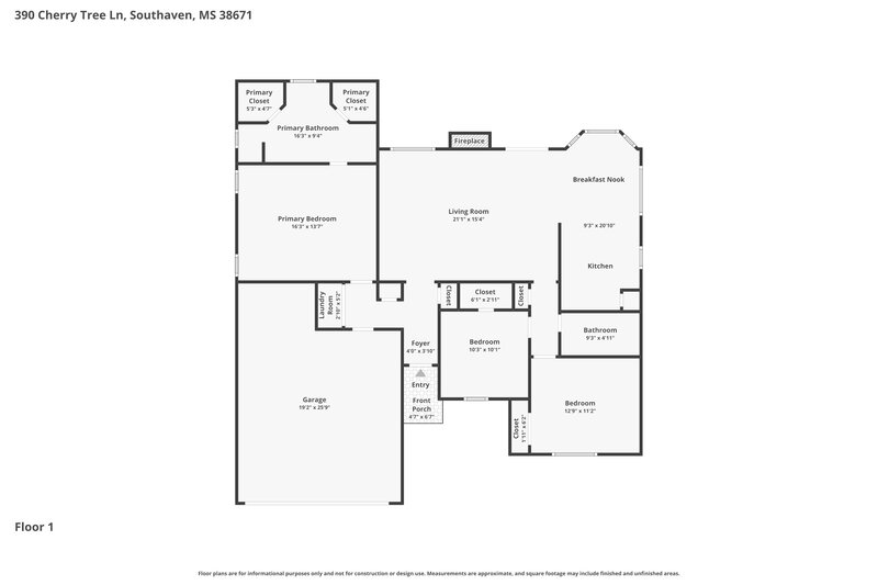 1,870/Mo, 390 Cherry Tree Ln Southaven, MS 38671 Floor Plan View