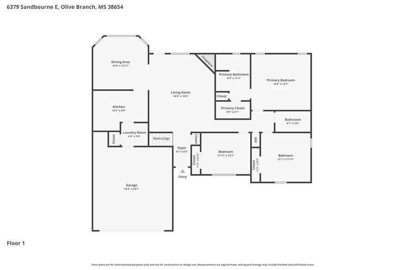1,970/Mo, 6379 Sandbourne E Olive Branch, MS 38654 Floor Plan View