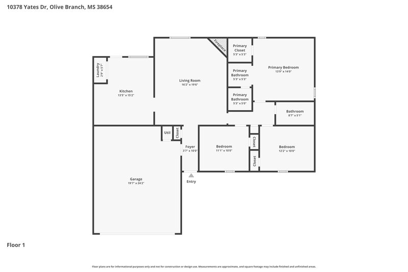 1,745/Mo, 10378 Yates Dr Olive Branch, MS 38654 Floor Plan View