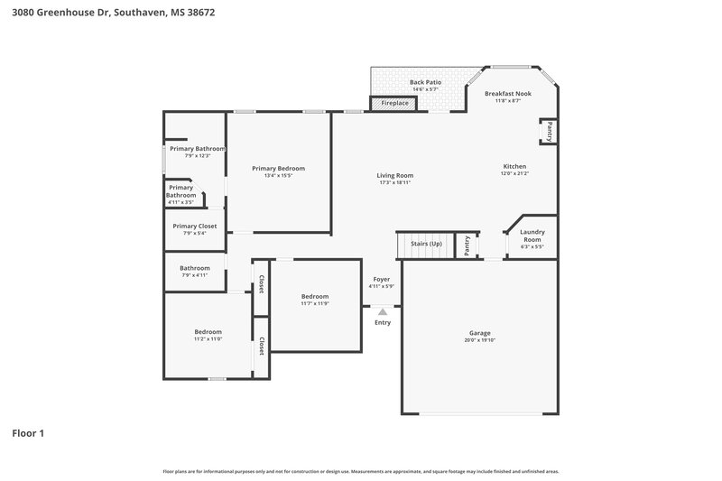 2,130/Mo, 3080 Greenhouse Dr Southaven, MS 38672 Floor Plan View