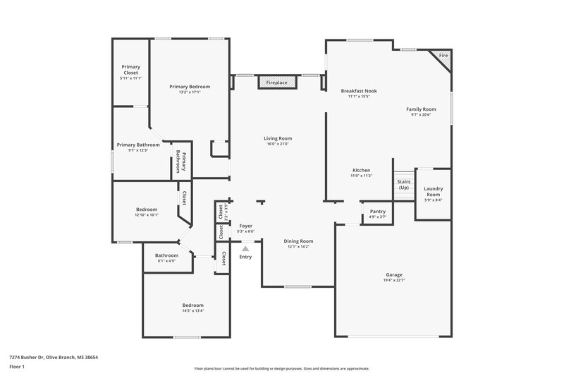 2,870/Mo, 7274 Busher Dr Olive Branch, MS 38654 Floor Plan View