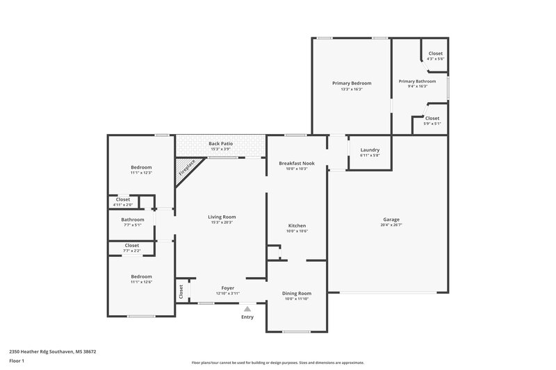 2,590/Mo, 2350 Heather Rdg Southaven, MS 38672 Floor Plan View