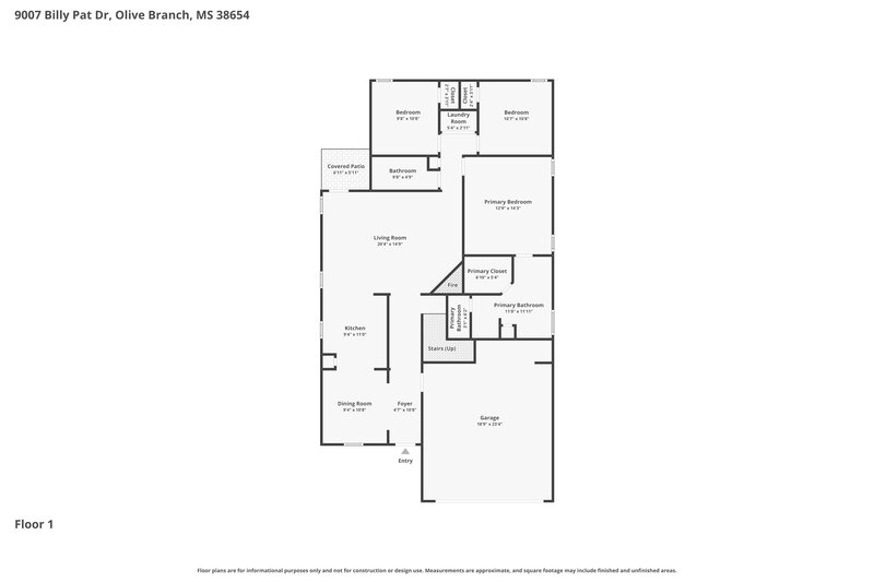 1,980/Mo, 9007 Billy Pat Dr Olive Branch, MS 38654 Floor Plan View