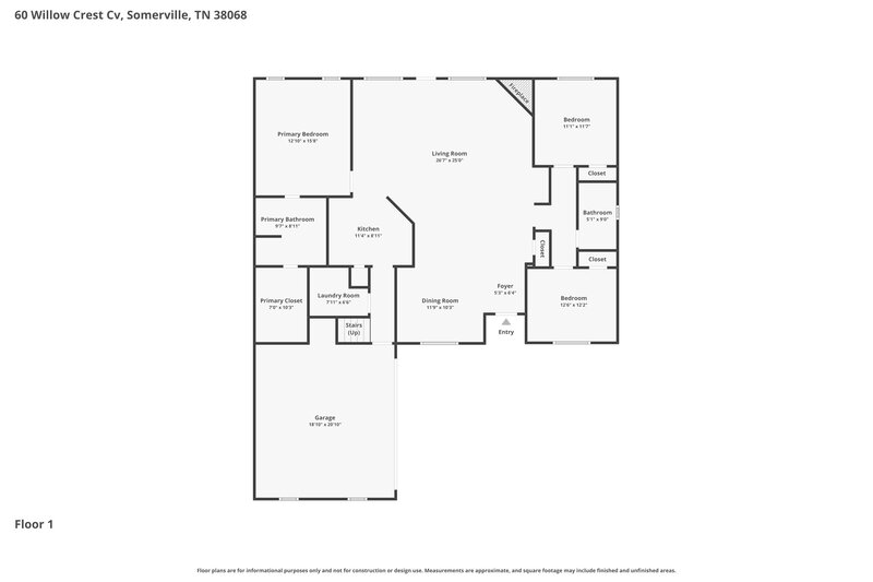 2,010/Mo, 60 Willow Crest Cv Somerville, TN 38068 Floor Plan View