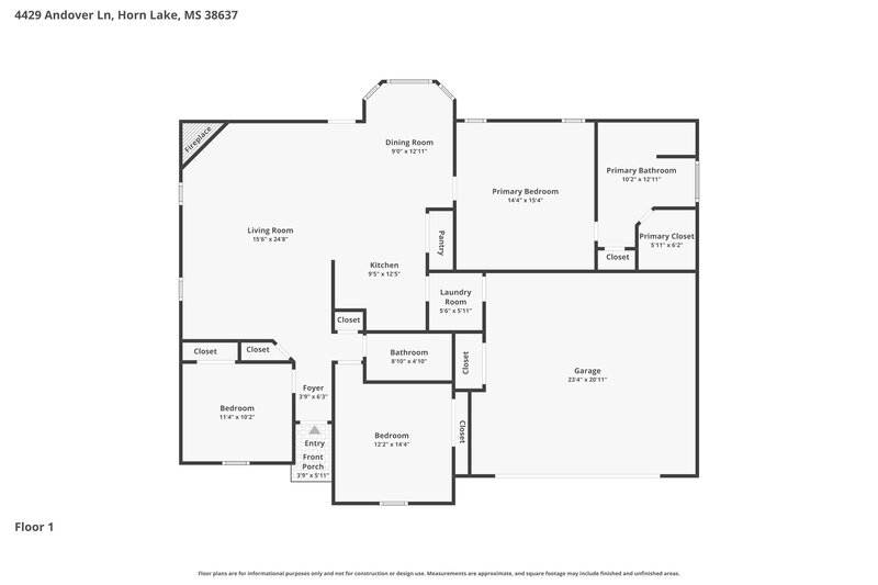1,725/Mo, 4429 Andover Ln Horn Lake, MS 38637 Floor Plan View