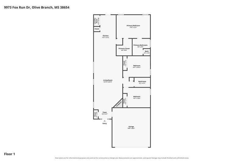 0/Mo, 9973 Fox Run Dr Olive Branch, MS 38654 Floor Plan View