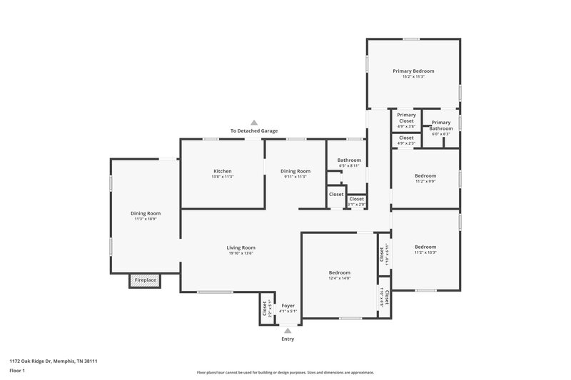 1,505/Mo, 1172 Oak Ridge Dr Memphis, TN 38111 Floor Plan View 2